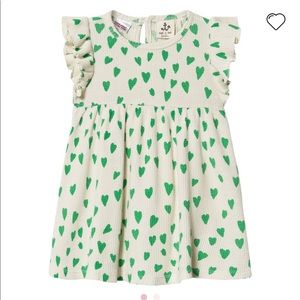 Noe and Zoe organic dress with green hearts